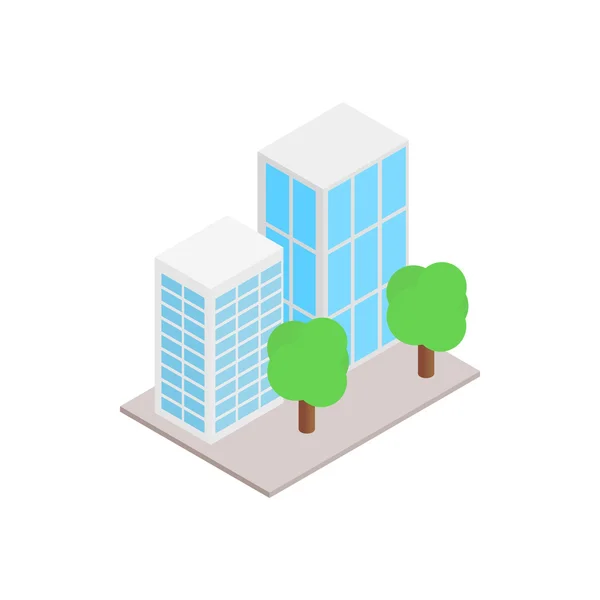 Office buildings with trees icon — Stock Vector