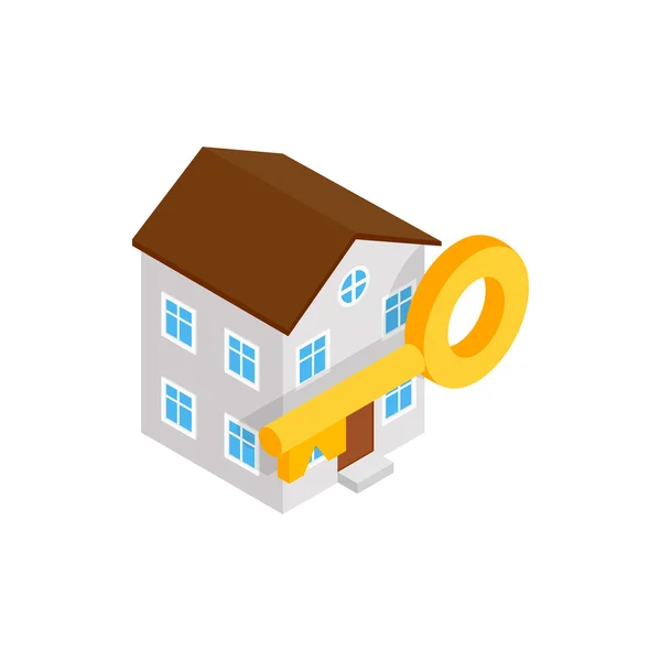 Casa e icono clave, estilo isométrico 3d — Vector de stock