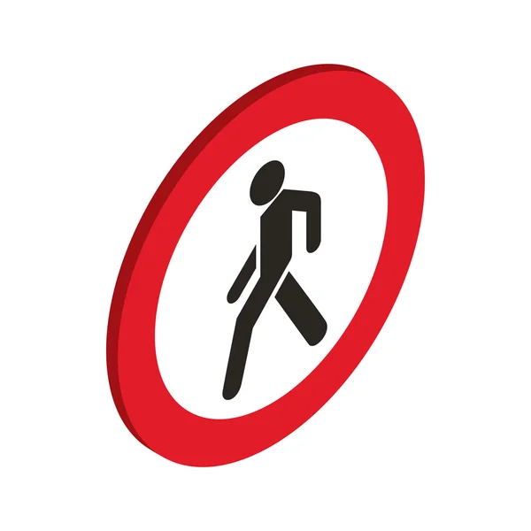 Kein Fußgängerschild-Symbol, isometrischer 3D-Stil — Stockvektor