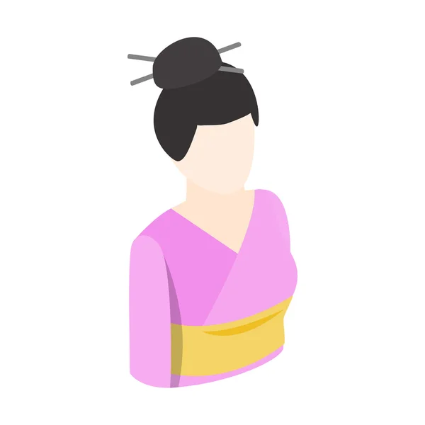 Asian kimono woman icon, isometric 3d style — Stock Vector