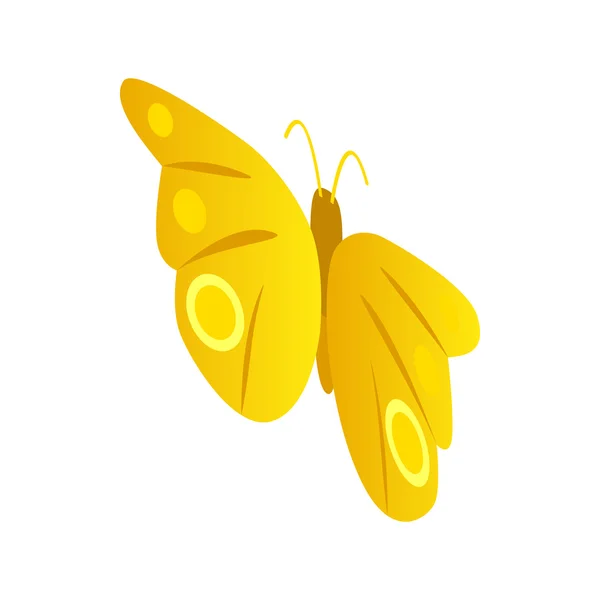 Icono de mariposa amarilla, estilo isométrico 3d — Vector de stock