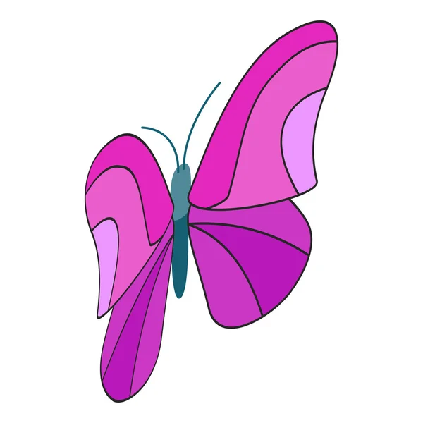 Pink butterfly icon, isometric 3d style — Stock Vector