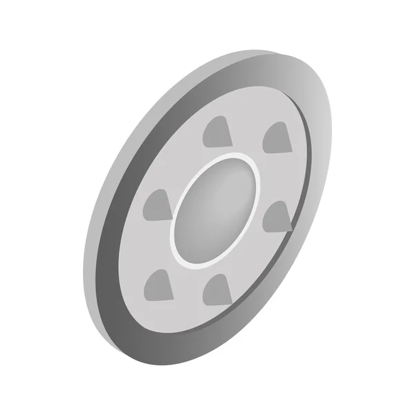 金属製の円形のシールド アイコン、等角投影の 3d スタイル — ストックベクタ