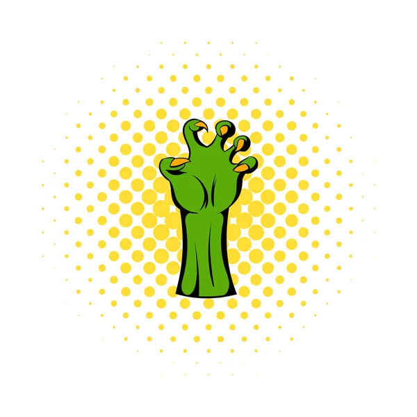 Icono de mano verde bruja, estilo cómics — Vector de stock