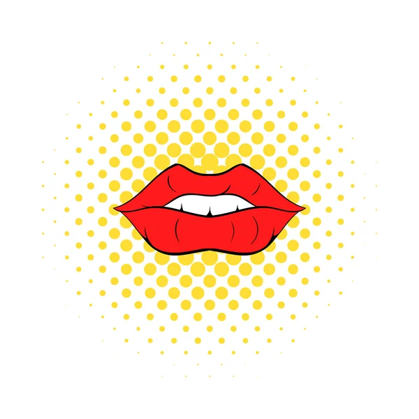 Значок червоних губ, стиль коміксів — стоковий вектор