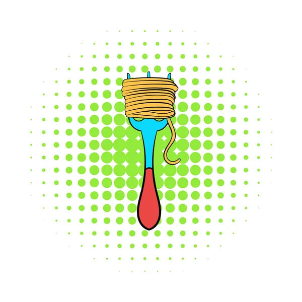Spaghetti auf einer Gabel-Ikone im Comicstil — Stockvektor
