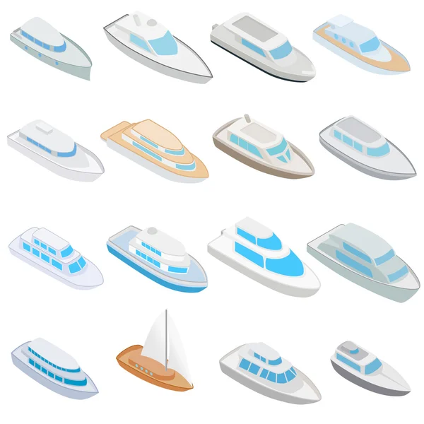 Ensemble d'icônes de yacht, style 3d isométrique — Image vectorielle