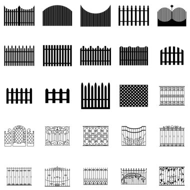 Fence silhouettes set clipart