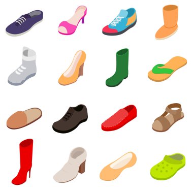 Ayakkabı Icons set, izometrik 3d stili