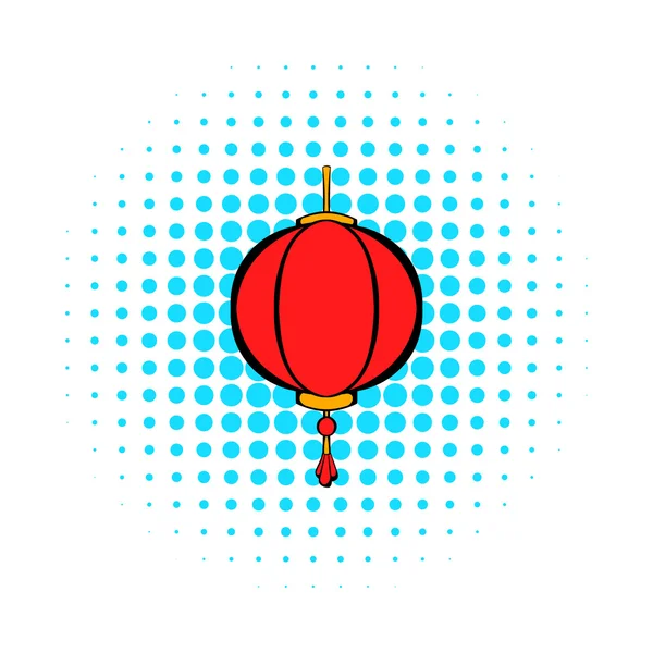 Rote chinesische Laterne Ikone, Comicstil — Stockvektor