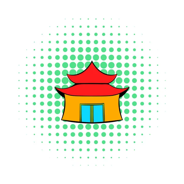 Pagoda icon in comics style — Stock Vector