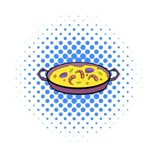 Paella icono en el estilo de los cómics — Vector de stock