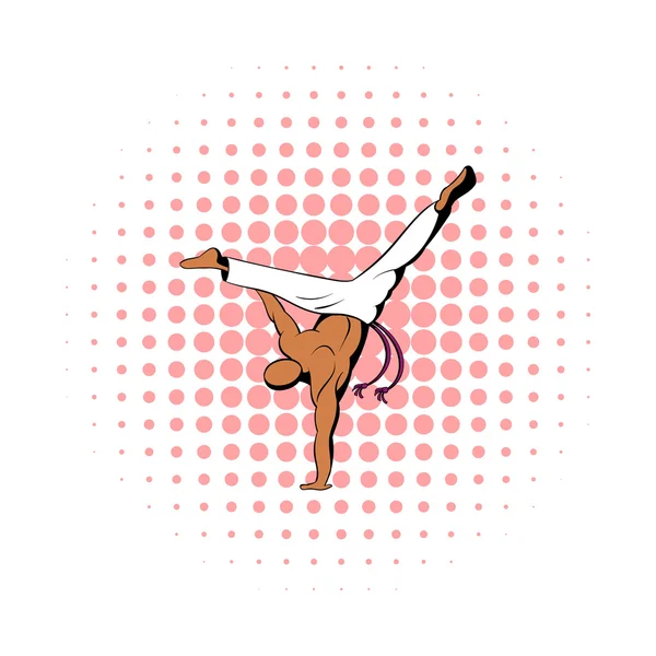 Capoeira icône danseuse, style BD — Image vectorielle