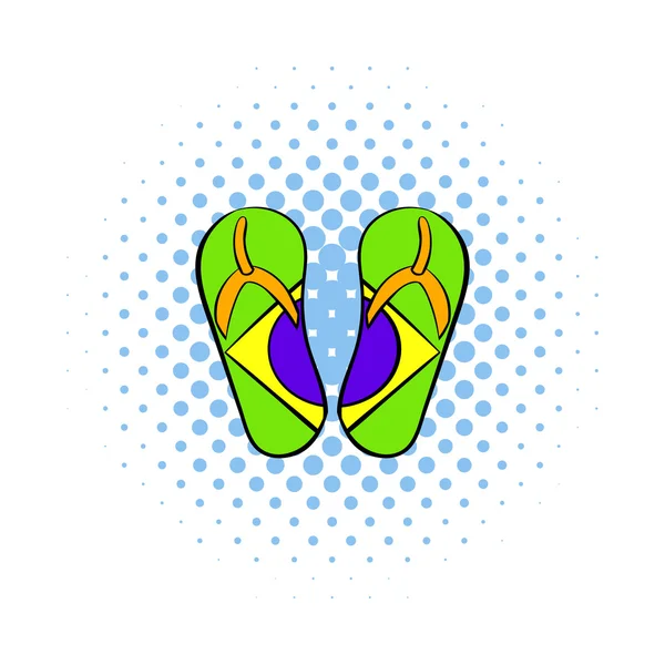 Brasil flip flops ikon, gaya komik - Stok Vektor