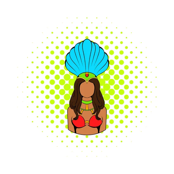 Samba girl icon, comics style — Stock Vector