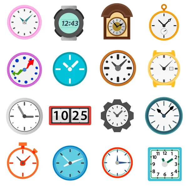 Čas a hodiny ikony nastavit, jednoduchý styl — Stockový vektor