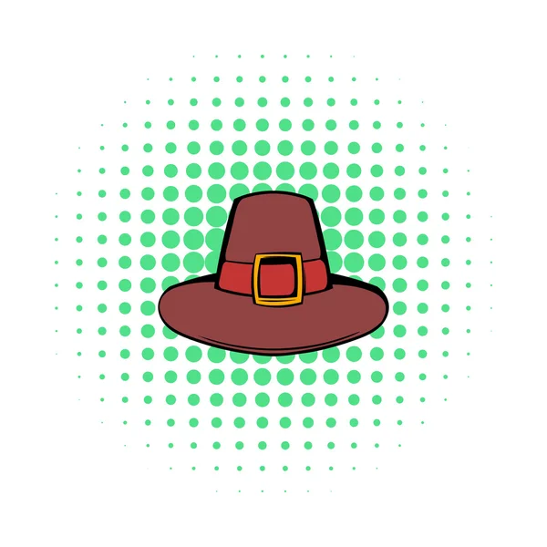 Pilgrim klobouk ikona, komiks styl — Stockový vektor