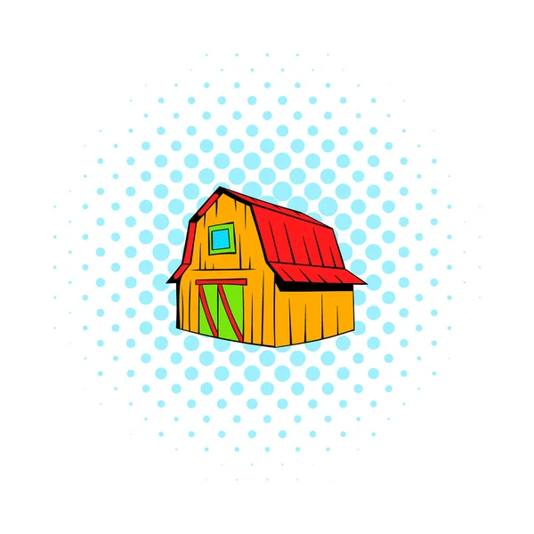 Dřevěná stodola ikona, komiks styl — Stockový vektor