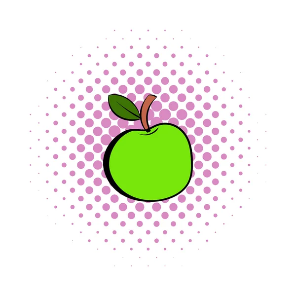 Icône pomme verte, style BD — Image vectorielle