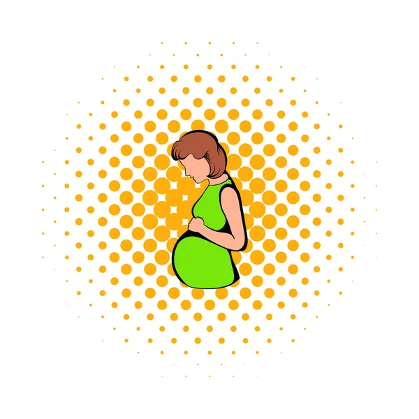 Zwangere vrouw pictogram, comics stijl — Stockvector