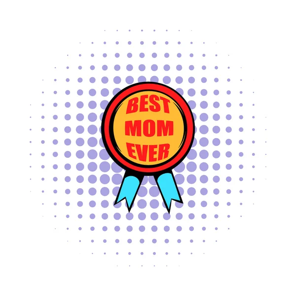 Best Mom rosette icon, comics style — Stock Vector