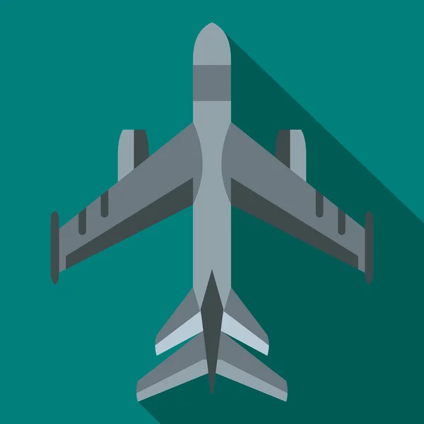 Icono de avión de combate militar, estilo plano — Vector de stock