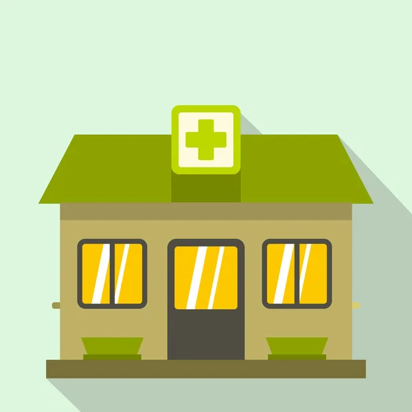 Icono del edificio del hospital, estilo plano — Vector de stock