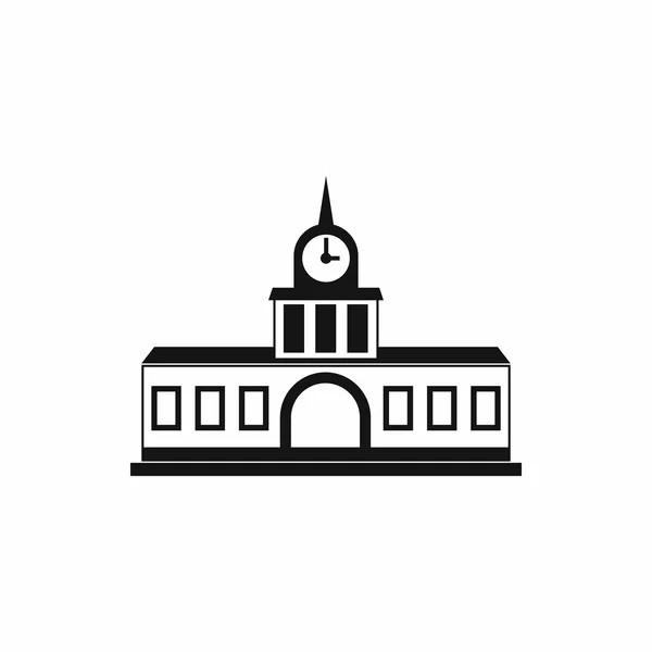 Vasúti állomás épület ikonjára, egyszerű stílus — Stock Vector