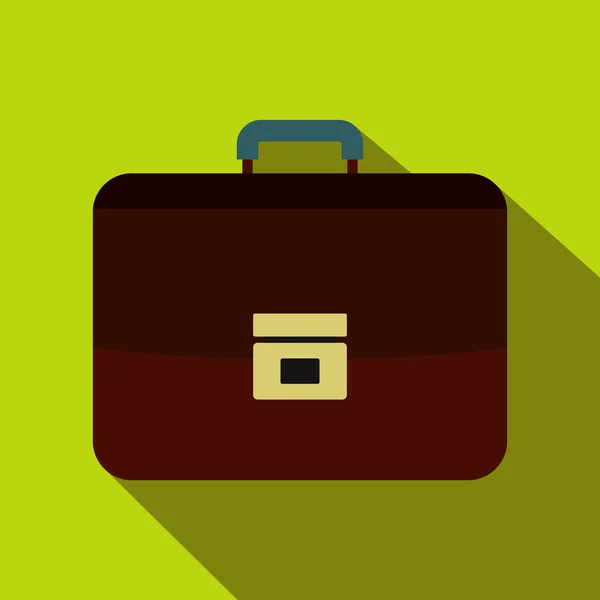 Icono del maletín de negocios marrón, estilo plano — Vector de stock