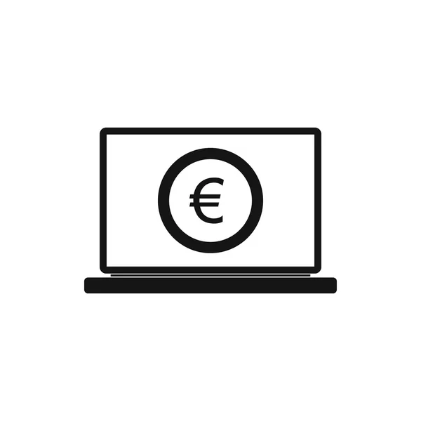 Laptop obrazovky s jednoduchý styl euro znamení ikony — Stockový vektor