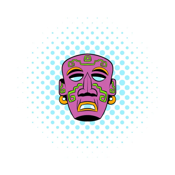 Икона племенной маски, стиль комиксов — стоковый вектор