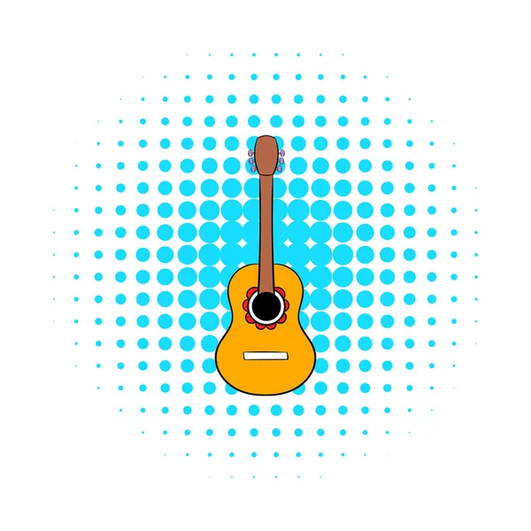 Acoustic guitar icon in comics style — Stock Vector