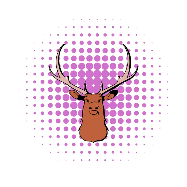 Head of deer icon, comics style — Stock Vector