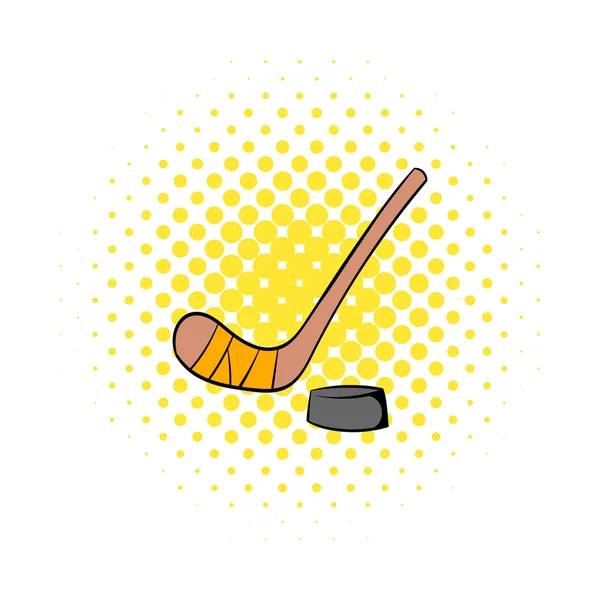 Hockey icon in comics style — Stock Vector
