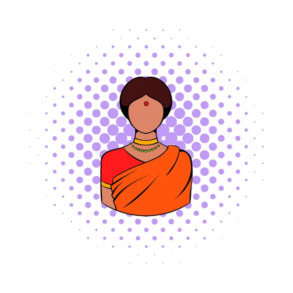 インド サリーの伝統的なアイコンでインドの女性 — ストックベクタ