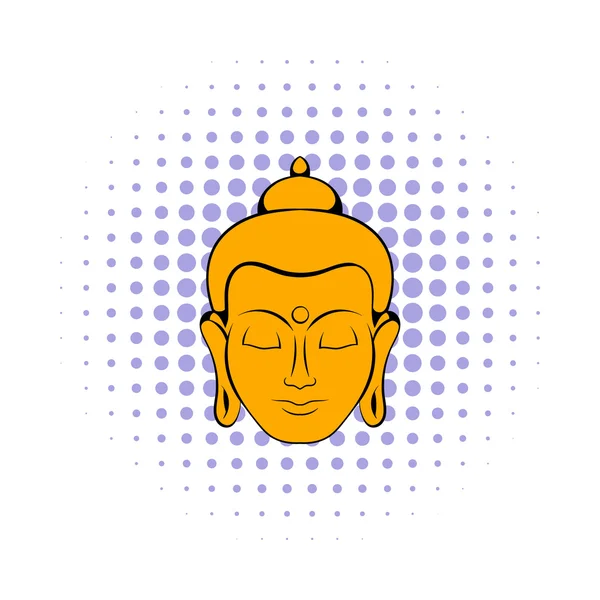 Tête de Bouddha icône, style BD — Image vectorielle