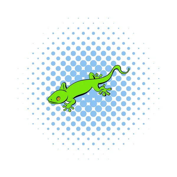 Icono de lagarto verde gecko, estilo cómic — Vector de stock