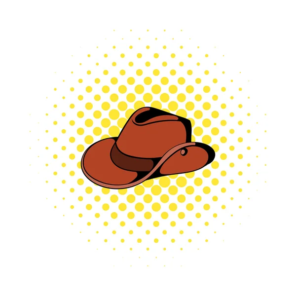 Ícone de chapéu de cowboy em estilo quadrinhos — Vetor de Stock