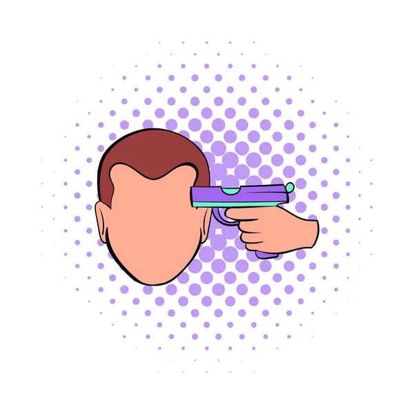Suicide headshot icône, style BD — Image vectorielle