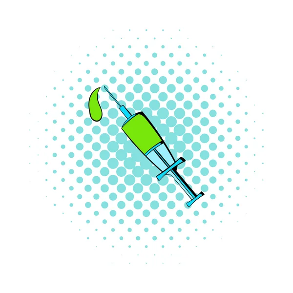 Dodelijke injectiespuit pictogram, comics stijl — Stockvector
