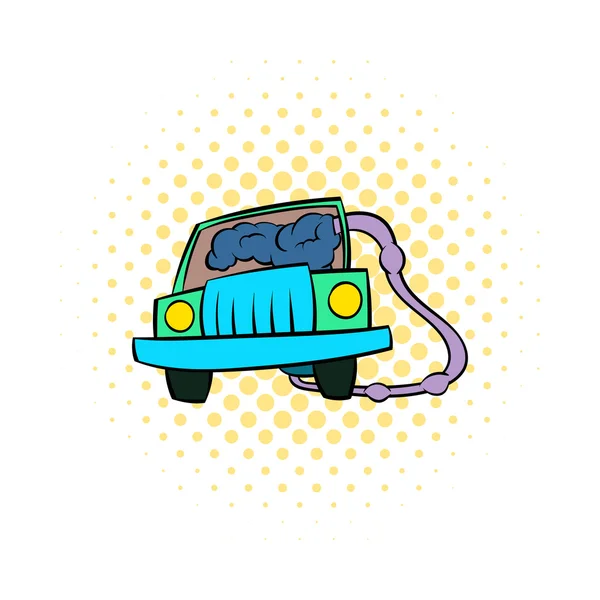 Traffic fumes suicide icon, comics style — Stock Vector