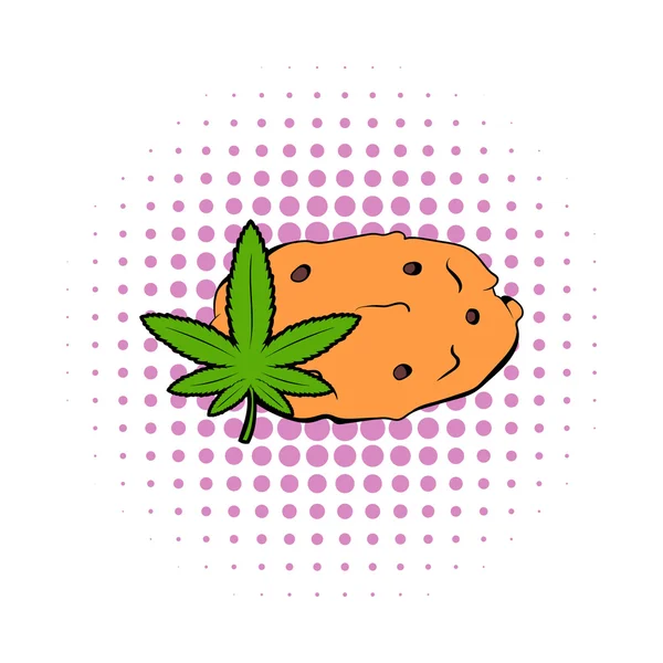 A cookie-k a marihuána levél ikon, képregény stílusban — Stock Vector