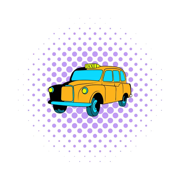 Yellow taxi icon, comics style — Stock Vector