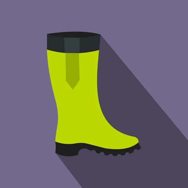 Green rubber boots icon, flat style — Stock Vector