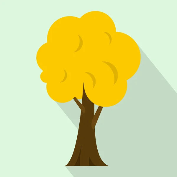 Žlutá podzimní strom ikona, ploché styl — Stockový vektor