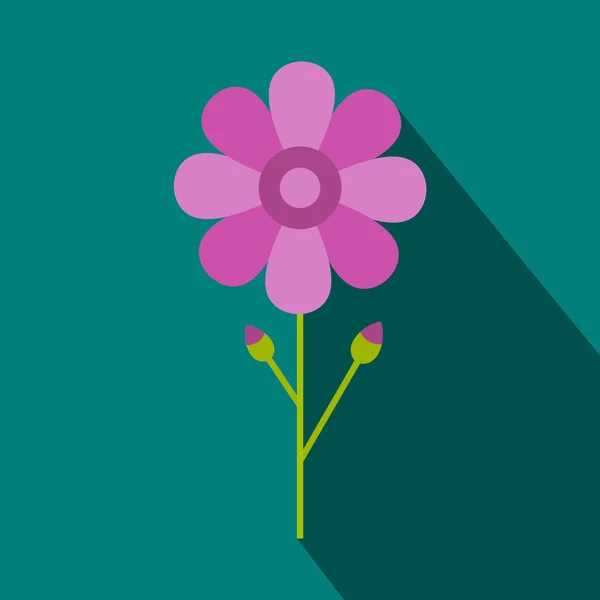 Icono de flor rosa, estilo plano — Vector de stock