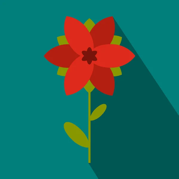 Ícone de flor vermelha em estilo plano — Vetor de Stock