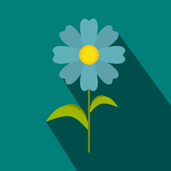 Blauwe bloem pictogram, vlakke stijl — Stockvector