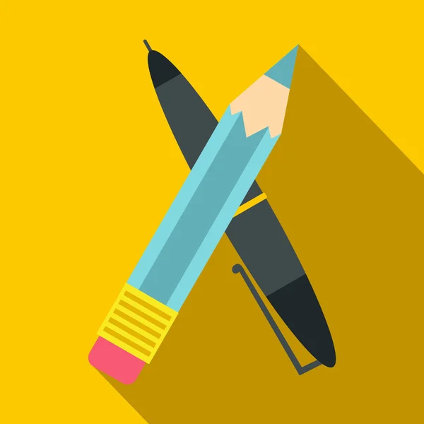 Pen en potlood icoon, vlakke stijl — Stockvector