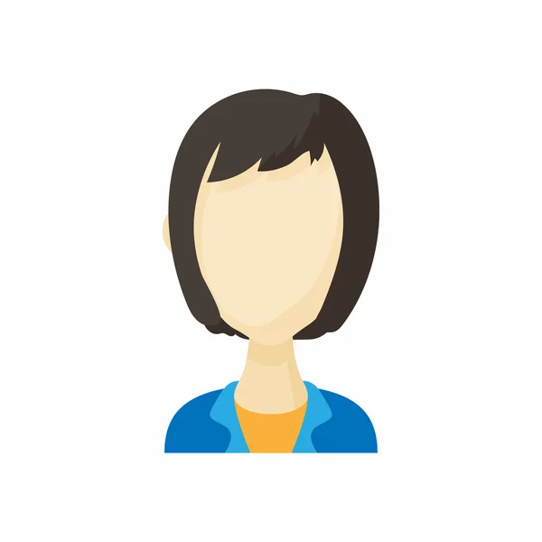 Avatar kare taglio di capelli donna icona, stile cartone animato — Vettoriale Stock